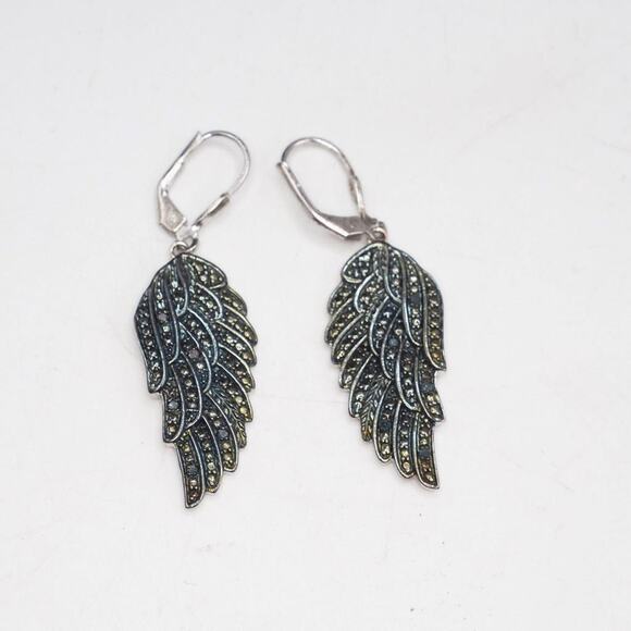 Sterling Silver Wings Earrings .925 - Picture 1 of 5